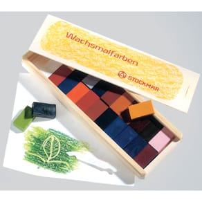 Wachsmalblock STOCKMAR, 24er Etui, Holzkassette, farbig sortiert
