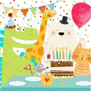 Motivserviette ATELIER All my Friends, 33 x 33 cm, Kind, Tiere