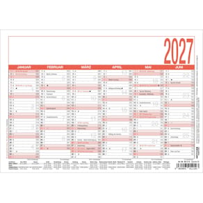 Wandkalender ZETTLER Typ 904, A5, 6 Monate/Seite, deutsch