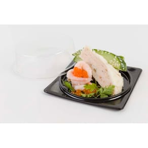 Tapasbakke m. klart låg, 120 x 120 x 40 mm, sort, 30 stk