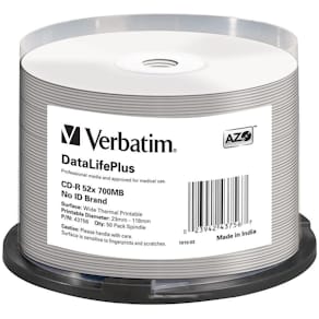 CD-R AZO, 52X, DL + Wide Thermal Printable (50)