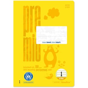 Schulheft Staufen Premio, A5, 32 Blatt, 5 mm liniert, hellgelb