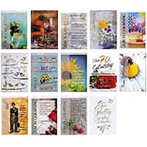 Glückwunschkarte Apollo Zahl 70, 10 Stück, sortiert