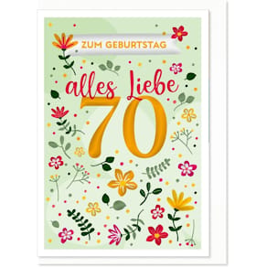 Geburtstagskarte KOMMA³ Zahl 70, mit Umschlag, 115 x 165 mm