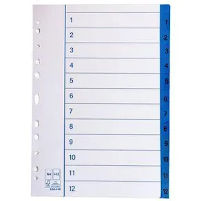 Pärmregister papper A4 1-12