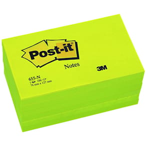 Post-It Neongrön, 76x127mm, 6st
