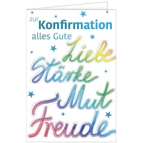 Glückwunschkarte Konfirmation, bunt, mit Umschlag, geprägt