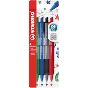 Balpen STABILO Pointball Colorful, medium punt, etui van 4