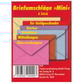 Briefumschläge PVP Mini, bunt, 6 Stück