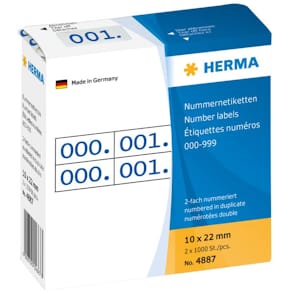 Nummernetiketten HERMA, 0–999, blau