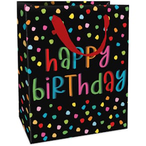 Geschenktragetasche BRAUN+COMPANY Geburtstag, schwarz/bunt