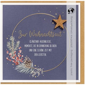 Grußkarte PERLEBERG Moments Collection, Kork, Stern, Weihnachten,