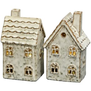 Weihnachtsdekoration Haus LED, creme, 2-fach sortiert (Porzellan)