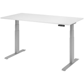 Schreibtisch Hammerbacher XDKB, elektr. höhenverst., weiß/silber