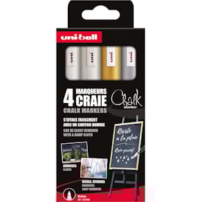 Krijtmarker Uni-ball, ronde punt 1,8-2,5 mm, etui van 4 stuks, ge