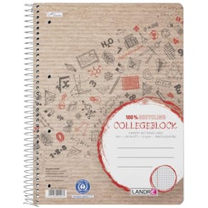 Collegeblock LANDRE, A4, 160 Blatt, kariert, Recyclingpapier
