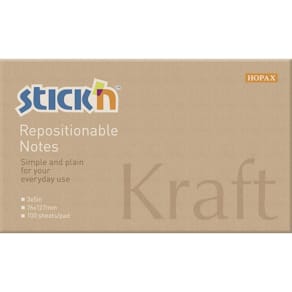 Selvklæbende notes Stick'n kraft brun 127 x 76 mm, 12 blokke