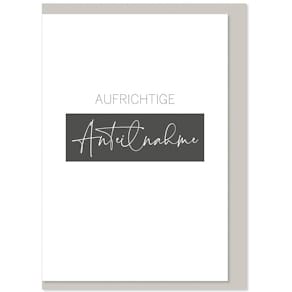 Trauerkarte KOMMA³, mit Briefumschlag