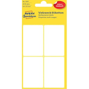 Etiketten Avery Zweckform, wit, 54 x 35 mm, 24 stuks