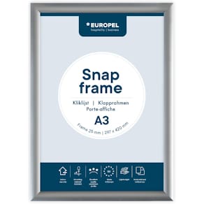 Clicklijst Europel, 25mm, A3, zilverkleurig posterframe