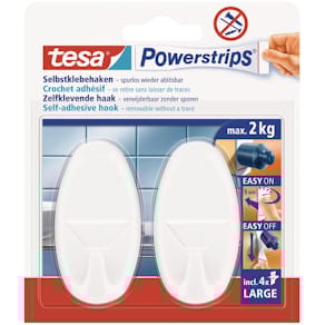 Klebehaken tesa Powerstrips Systemhaken oval, weiß