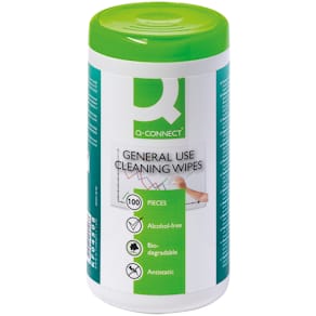 Reinigungstücher Q-CONNECT KF04508, weiß, 100 Stück, Spenderdose,