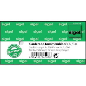 Garderobenblock Sigel 1–500