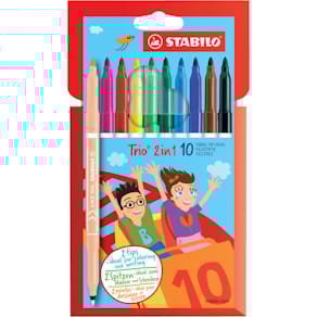 Fasermaler STABILO Trio 2 in 1, Zweispitz, 10 St., sortiert