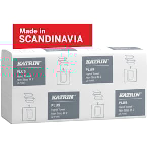 Papirhåndklædeark Katrin Plus, 2-lag hvid 203x240 mm, 2400 stk