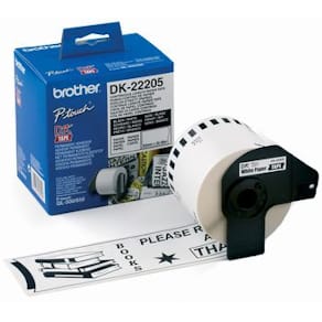 Etiketrulle Brother 62 mm x 30,48 m hvid, 3 ruller