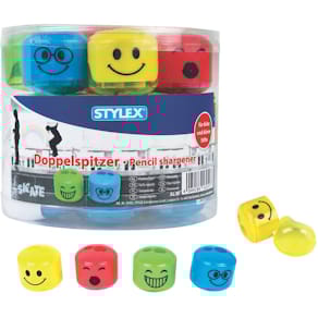 Dosenspitzer STYLEX Smilie Doppel, sortiert, 24 Stück