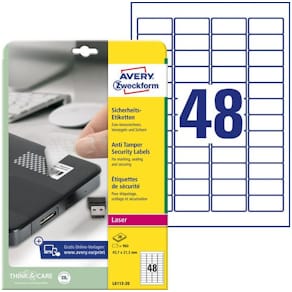 Etikett plomb. AVERY 45,7x21,2mm 960/fp