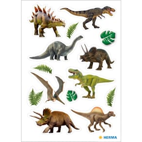 Schmucketikett HERMA Dinosaurier, 3 Blatt, 42 Sticker