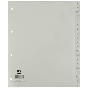 Register Q-CONNECT, Kunststoff, A4, A–Z, 20-tlg., grau