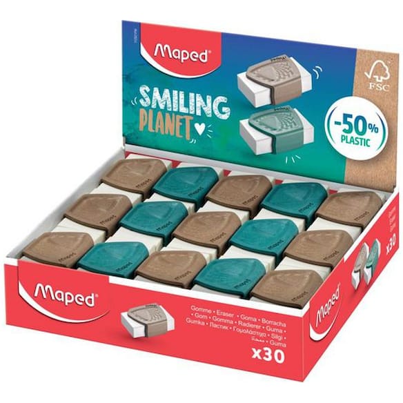 Viskelær MAPED Smiling planet hvit 30st