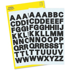 Buchstabenetiketten Avery Zweckform, A–Z, Folie, sw, 104 Stück