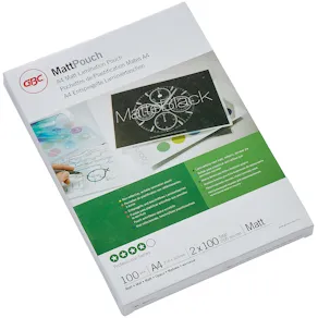 Laminat GBC A4 Matt, Reflexfri Noterbar, 100mic, 100/fp