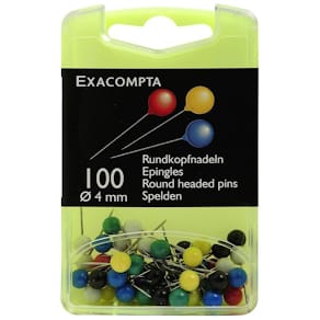 Kartnål EXACOMPTA 4mm sort.färg 100/fp
