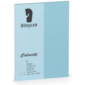 Tischkarte RÖSSLER Coloretti, himmelblau, 5er Pack, A7, 225 g/m²