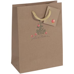 Geschenktasche Sigel Christmas with apples, 17 x 23 cm, braun