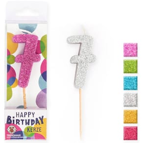 Geburtstagskerze BIRTHDAY FUN, Zahl 7, sortiert