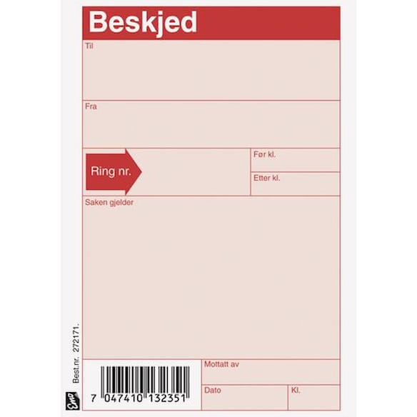 Beskjedblokk EMO A6 100 blad 10st