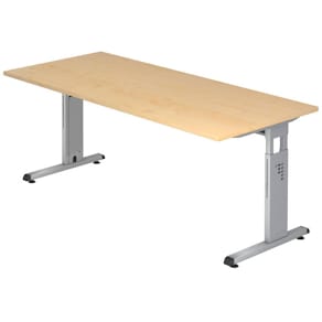 Schreibtisch Hammerbacher OS19, silber, ahorn, 180 x 80 cm