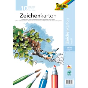 Zeichenkarton Folia 8500, A2, weiß, 10 Blatt