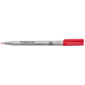 OH-Penna Staedtler Lumocolor Röd, fine, vattenlöslig, 10st