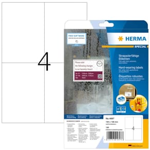 Etiketten HERMA Super-Print Folie, matt, A4, 4 Etiketten/Blatt, 4
