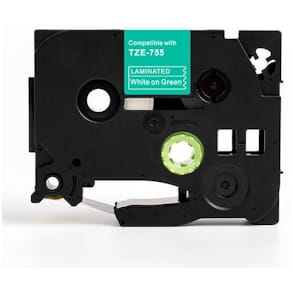 Tape 24mm TZe-755 vit på grön