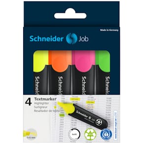 Textmarker Schneider Job, Etui, 4 St., sortiert