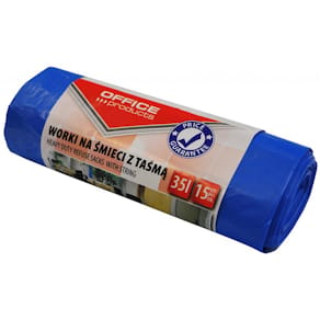 Vuilniszak Office Products, LDHD, 25 micron, 35 liter, blauw