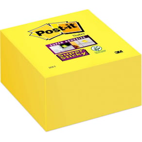 Post-It Kub Supersticky Gul, 76x76mm, 350bl